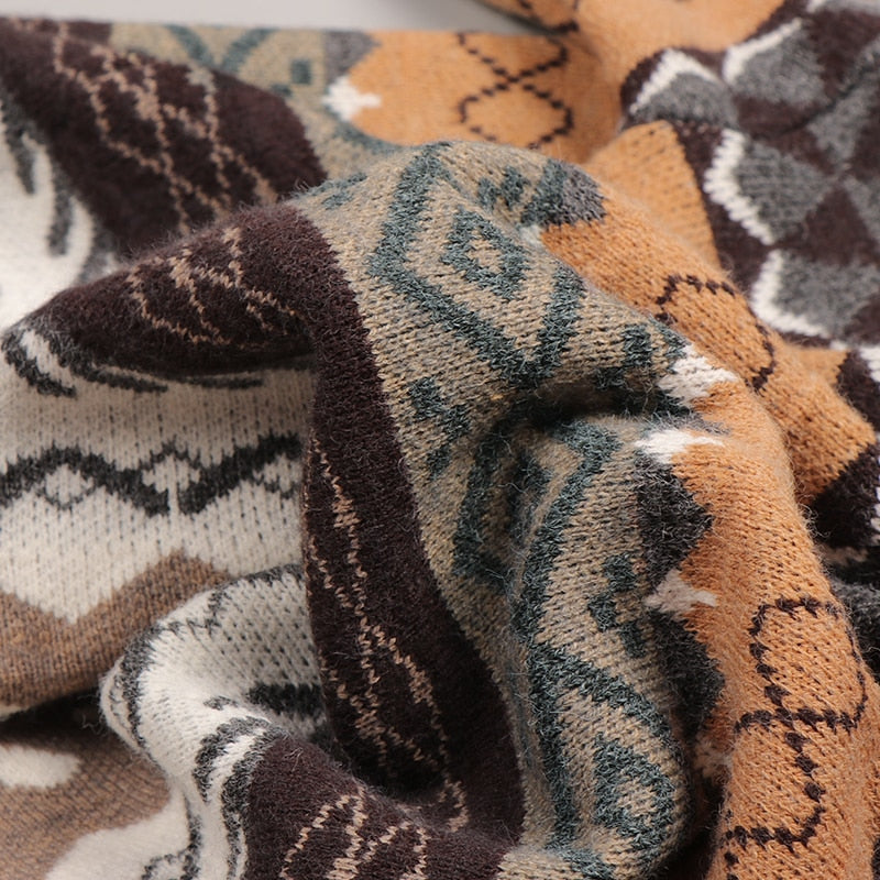 Vintage Look Sweaters Women Pullover Winter Striped Jumpers Todays Style Loose Pullover Knitwear Casual Loose Sweater Pull Femme