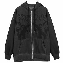 Load image into Gallery viewer, Vintage Angel Print Oversized Hoodies Zip Up Long Sleeve Sweatshirt Aesthetic Autumn Gothic Grunge Streetwear