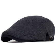 Load image into Gallery viewer, Vintage Style Newsboy Cap Unisex Winter Wool Thick Warm Herringbone Casual Stripe Berets Gatsby Flat Hat Peaked Adjustable Cap