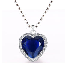 Load image into Gallery viewer, Titanic Heart of the Ocean Necklace Blue Heart Love Forever Pendant Necklace for Women Velvet Box Jewelry Gifts Movie Memorabilia