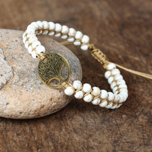 Load image into Gallery viewer, Handmade Charm Bracelet Natural African Stone Beaded Hobo Wrap Bracelet and Bangle Stainless Steel Tree of Life Braided Jewelry