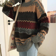 Load image into Gallery viewer, Vintage Look Sweaters Women Pullover Winter Striped Jumpers Todays Style Loose Pullover Knitwear Casual Loose Sweater Pull Femme