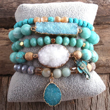 Load image into Gallery viewer, 5pc Designer Hobo Beaded Bracelet Set Natural Stone Bracelets Bangles Set For Women Fashionable Every Day Jewelry
