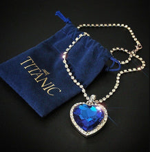 Load image into Gallery viewer, Titanic Heart of the Ocean Necklace Blue Heart Love Forever Pendant Necklace for Women Velvet Box Jewelry Gifts Movie Memorabilia