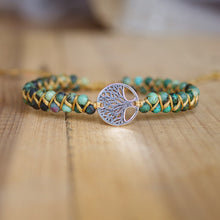 Load image into Gallery viewer, Handmade Charm Bracelet Natural African Stone Beaded Hobo Wrap Bracelet and Bangle Stainless Steel Tree of Life Braided Jewelry
