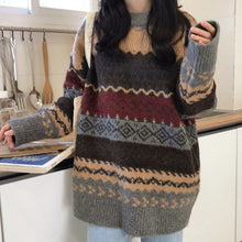 Load image into Gallery viewer, Vintage Look Sweaters Women Pullover Winter Striped Jumpers Todays Style Loose Pullover Knitwear Casual Loose Sweater Pull Femme