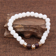 Load image into Gallery viewer, Top Natural White Chalcedony Garnet Bracelets & Bangle For Women Jewelry Buddha Elastic Yoga Stone Bead Bracelet
