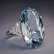 Load image into Gallery viewer, Light Sky Blue Female Wedding Ring Solitaire Band Oval Stone Engage Party Women Luxury Jewelry CZ Shine Great Gift