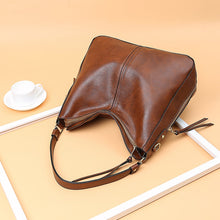 Load image into Gallery viewer, Leather Womens Hobo Bag Female Handbags Leisure Shoulder Bags Fashionable Purses Vintage Style Large Capacity Tote Bag