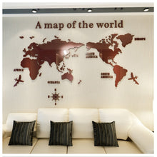 Load image into Gallery viewer, 3D World Map Acrylic Solid Piece Waterproof Mold-proof Bedroom Office Wall Decal Sticker for Living Room Classroom Decoration Ideas