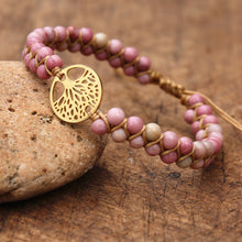Load image into Gallery viewer, Handmade Charm Bracelet Natural African Stone Beaded Hobo Wrap Bracelet and Bangle Stainless Steel Tree of Life Braided Jewelry