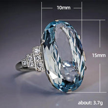 Load image into Gallery viewer, Light Sky Blue Female Wedding Ring Solitaire Band Oval Stone Engage Party Women Luxury Jewelry CZ Shine Great Gift