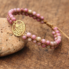 Load image into Gallery viewer, Handmade Charm Bracelet Natural African Stone Beaded Hobo Wrap Bracelet and Bangle Stainless Steel Tree of Life Braided Jewelry