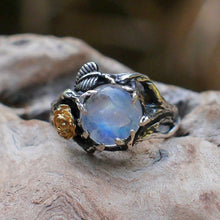Load image into Gallery viewer, Vintage Moonstone Ring For Women Black Jewelry Gold Flower Finger Ring Female Charming Jewelry Gift Wedding Statement Opal Ring