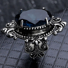 Load image into Gallery viewer, Vintage Fashion Large Sea Blue CZ Stone Ring Crystal Ring For Women Men Wedding Engagement Party Ring Goth Jewelry Great Gift