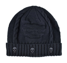 Load image into Gallery viewer, Cool Skull Emblem Hats for Men Women Teen Knitted Wool Beanies Plus Velvet Bone Solid Color Hip-Hop Cap Winter Hat Skull Pattern Cap