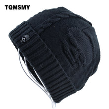 Load image into Gallery viewer, Cool Skull Emblem Hats for Men Women Teen Knitted Wool Beanies Plus Velvet Bone Solid Color Hip-Hop Cap Winter Hat Skull Pattern Cap