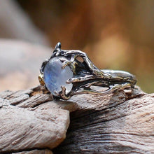 Load image into Gallery viewer, Vintage Moonstone Ring For Women Black Jewelry Gold Flower Finger Ring Female Charming Jewelry Gift Wedding Statement Opal Ring