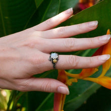 Load image into Gallery viewer, Vintage Moonstone Ring For Women Black Jewelry Gold Flower Finger Ring Female Charming Jewelry Gift Wedding Statement Opal Ring
