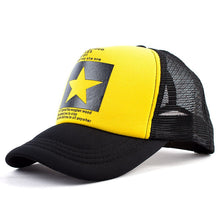 Load image into Gallery viewer, Geebro Fashion Five Point Star Pattern Baseball Cap Outdoor Baseball Hat Breathable Men Women Summer Mesh SnapbackCaps