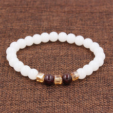 Load image into Gallery viewer, Top Natural White Chalcedony Garnet Bracelets & Bangle For Women Jewelry Buddha Elastic Yoga Stone Bead Bracelet