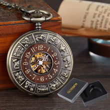 Load image into Gallery viewer, Solid Wood Accent Mechanical Pocket Watch FOB Chain Locket Dial Hollow Steampunk Men Women Clock Watches Box Package