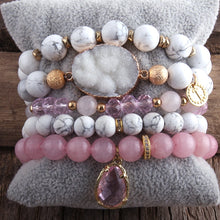 Load image into Gallery viewer, 5pc Designer Hobo Beaded Bracelet Set Natural Stone Bracelets Bangles Set For Women Fashionable Every Day Jewelry