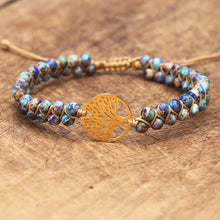 Load image into Gallery viewer, Handmade Charm Bracelet Natural African Stone Beaded Hobo Wrap Bracelet and Bangle Stainless Steel Tree of Life Braided Jewelry