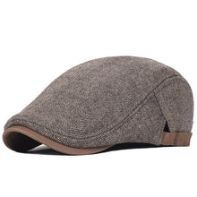 Load image into Gallery viewer, Vintage Style Newsboy Cap Unisex Winter Wool Thick Warm Herringbone Casual Stripe Berets Gatsby Flat Hat Peaked Adjustable Cap