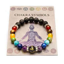 Load image into Gallery viewer, 7 Chakra Bracelet with Meaning Card for Men Women Natural Crystal Healing Anxiety Jewelry Mandala Yoga Meditation Bracelet Gift