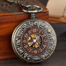 Load image into Gallery viewer, Solid Wood Accent Mechanical Pocket Watch FOB Chain Locket Dial Hollow Steampunk Men Women Clock Watches Box Package