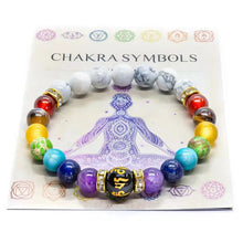 Load image into Gallery viewer, 7 Chakra Bracelet with Meaning Card for Men Women Natural Crystal Healing Anxiety Jewelry Mandala Yoga Meditation Bracelet Gift