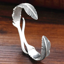 Load image into Gallery viewer, Open Adjustable Tibetan Silver Bangle Feather Shape Cuff Bracelet for Men Women Classic Jewelry Gift Accessories Bangles