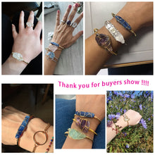 Load image into Gallery viewer, Natural Stone Bangles Cuff Copper Bracelets for Women Gold Silver Color Wire Wrap Irregular Crystal Quartz Jewelry Natures Beauty
