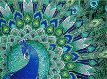 Load image into Gallery viewer, Round Drill 5D Diamond Painting of a Beautiful Colorful Peacock DIY Art Project At Home Craft Kit Ships from USA