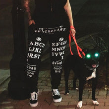 Load image into Gallery viewer, New Punk Grunge Gothic Pants Wegi Board Pentagram Pant Hollow Out Patchwork Trouser Vintage Look Ouija Board Black Trendy Joggers