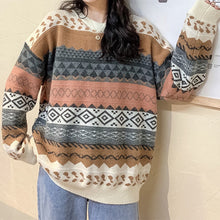 Load image into Gallery viewer, Vintage Look Sweaters Women Pullover Winter Striped Jumpers Todays Style Loose Pullover Knitwear Casual Loose Sweater Pull Femme