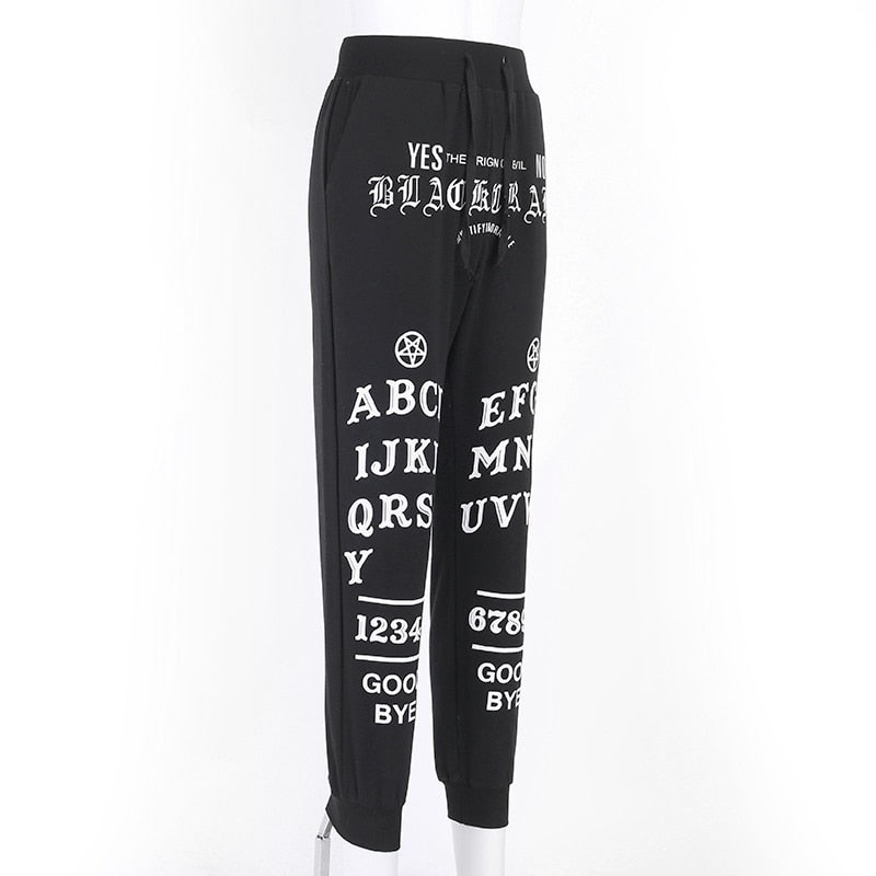 New Punk Grunge Gothic Pants Wegi Board Pentagram Pant Hollow Out Patchwork Trouser Vintage Look Ouija Board Black Trendy Joggers