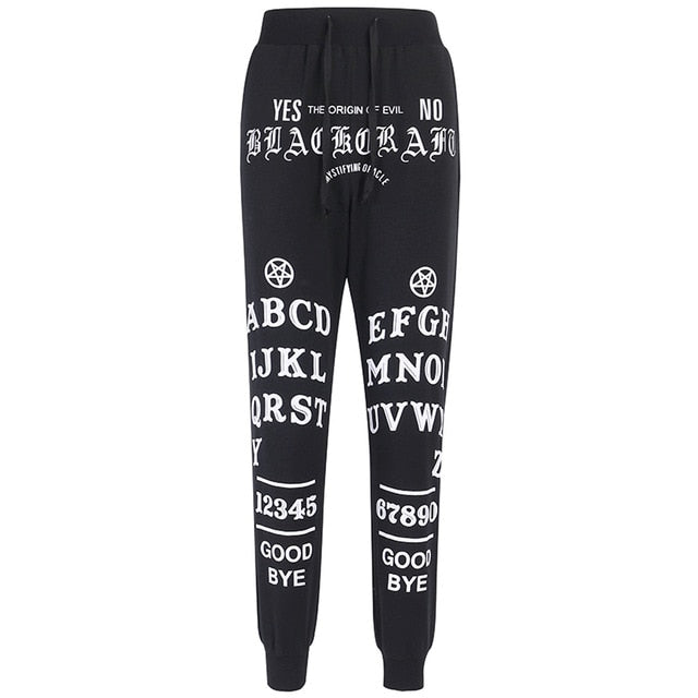 New Punk Grunge Gothic Pants Wegi Board Pentagram Pant Hollow Out Patchwork Trouser Vintage Look Ouija Board Black Trendy Joggers
