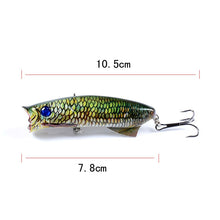Load image into Gallery viewer, 1pc Floathing Lure with Treble Hook 3D Printed Topwater Popper Fishing Lure 7.8cm 11.5g Hard Bait Plastic Fishing Tackle Crankbait 7 Colors
