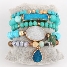 Load image into Gallery viewer, 5pc Designer Hobo Beaded Bracelet Set Natural Stone Bracelets Bangles Set For Women Fashionable Every Day Jewelry