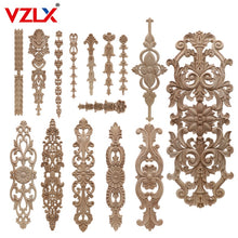 Load image into Gallery viewer, Unpainted Wood Oak Carved Wave Flower Applique for Home Furniture Decor Decorative Wood Carved Long