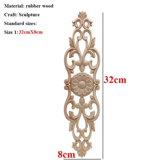 Unpainted Wood Oak Carved Wave Flower Applique for Home Furniture Decor Decorative Wood Carved Long