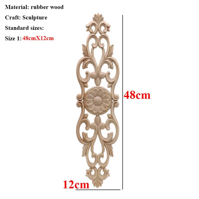 Unpainted Wood Oak Carved Wave Flower Applique for Home Furniture Decor Decorative Wood Carved Long