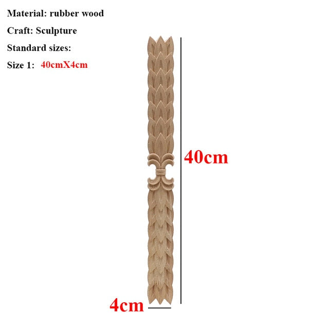 Unpainted Wood Oak Carved Wave Flower Applique for Home Furniture Decor Decorative Wood Carved Long