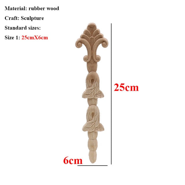 Unpainted Wood Oak Carved Wave Flower Applique for Home Furniture Decor Decorative Wood Carved Long