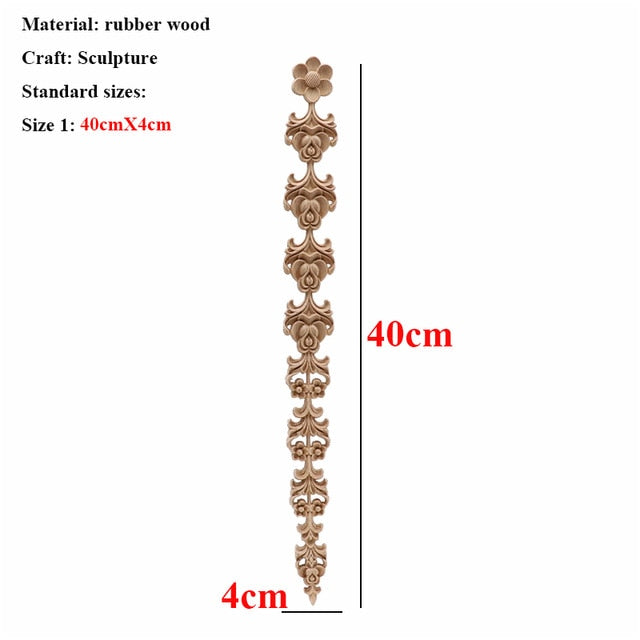 Unpainted Wood Oak Carved Wave Flower Applique for Home Furniture Decor Decorative Wood Carved Long