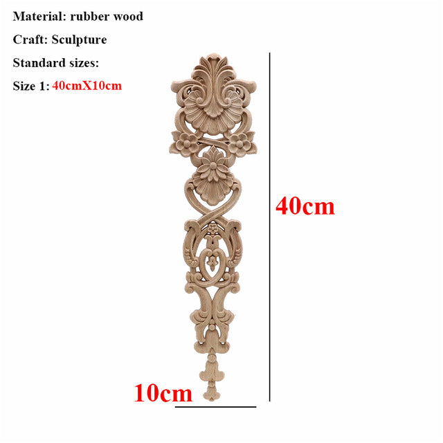 Unpainted Wood Oak Carved Wave Flower Applique for Home Furniture Decor Decorative Wood Carved Long