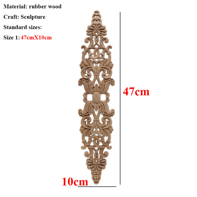 Unpainted Wood Oak Carved Wave Flower Applique for Home Furniture Decor Decorative Wood Carved Long