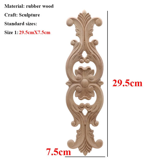 Unpainted Wood Oak Carved Wave Flower Applique for Home Furniture Decor Decorative Wood Carved Long